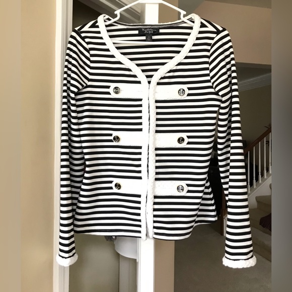 🆕🔥KATHERINE NY COLLECTION GORGEOUS NAUTICAL BLACK&WHITE JACKET STYLISH&CHIC - Picture 9 of 10